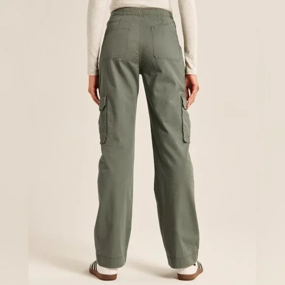 Abercrombie Relaxed Cargo Pants Wide Leg Baggy Grunge High Rise Olive Green 25 - Picture 3 of 11